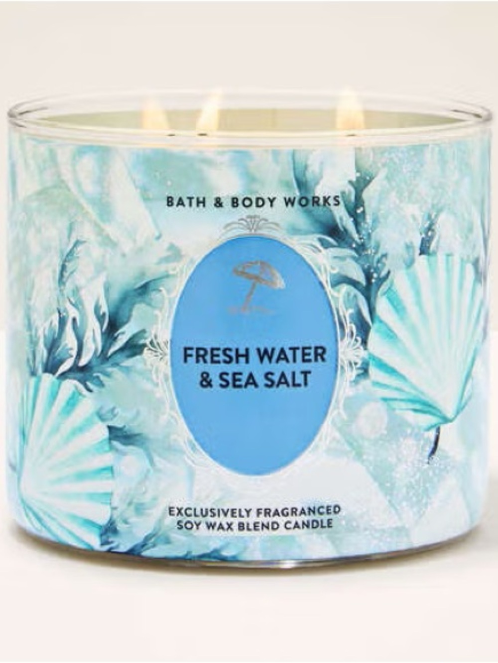 Bath & Body Works Fresh Water & Sea Salt 3-Wick Candle - Blue